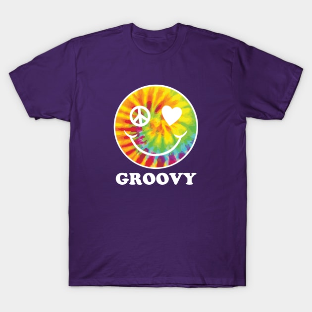 Groovy Tie-Dye Emoji - Funny Vintage Hippie Shirts for Emoji Lovers T-Shirt by teemaniac